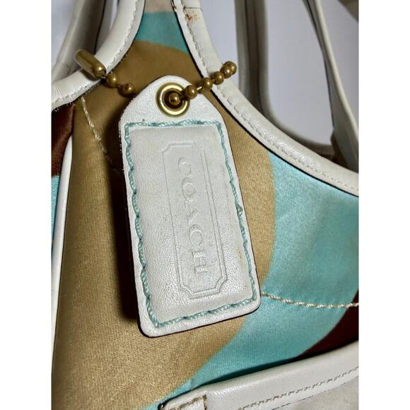 Coach Tote Bag Multicolor Satin Leather Trim Size Large - Picture 9 of 10
